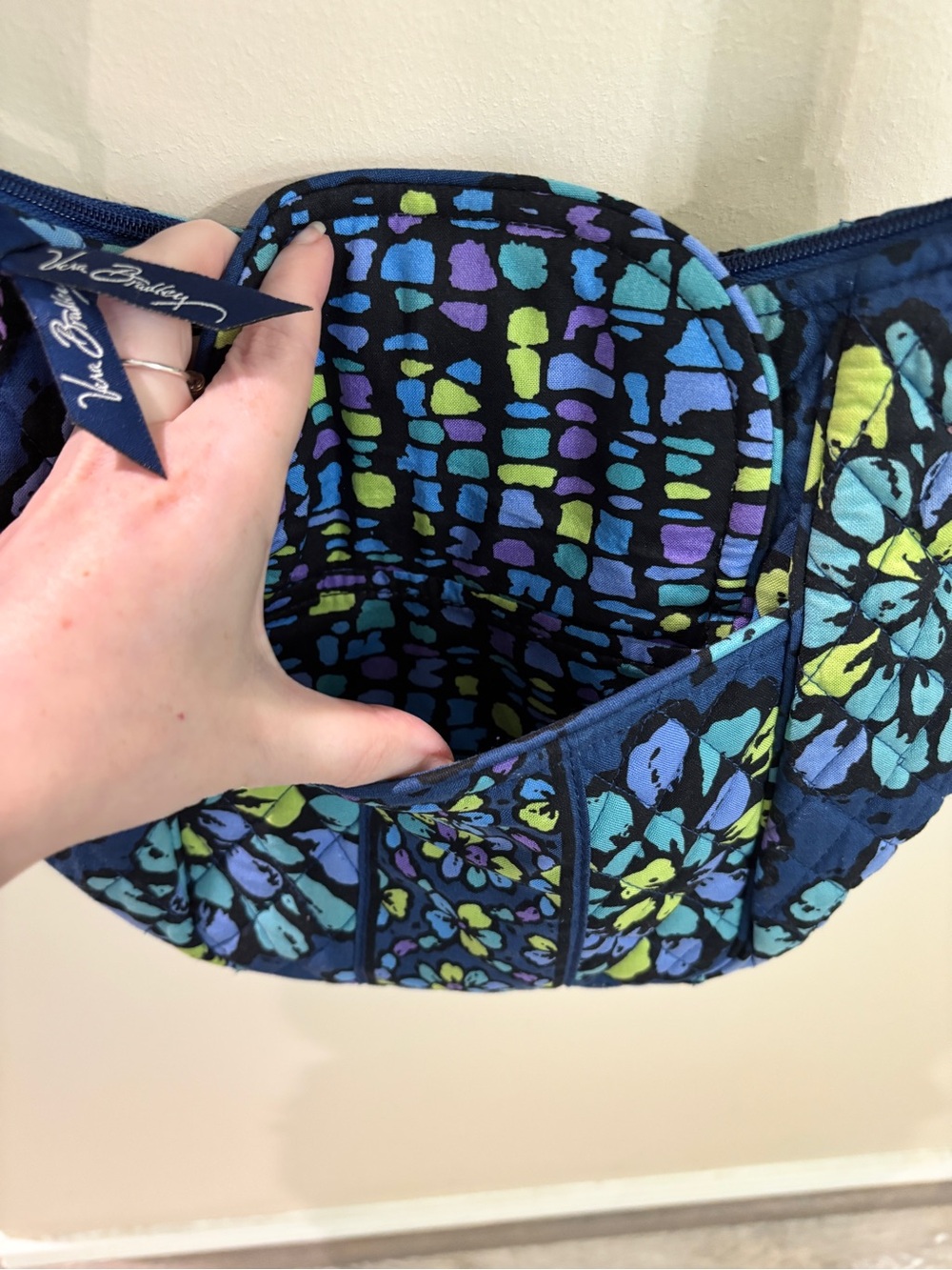 LAST DAY Vera Bradley Quilted Floral Crossbody Bag in Navy Blue - Picture 4 of 10